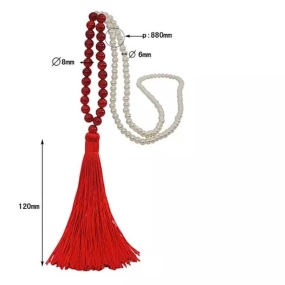 NWT Pearl + Porcelain Beaded Long Tassel Necklace - Picture 8 of 8